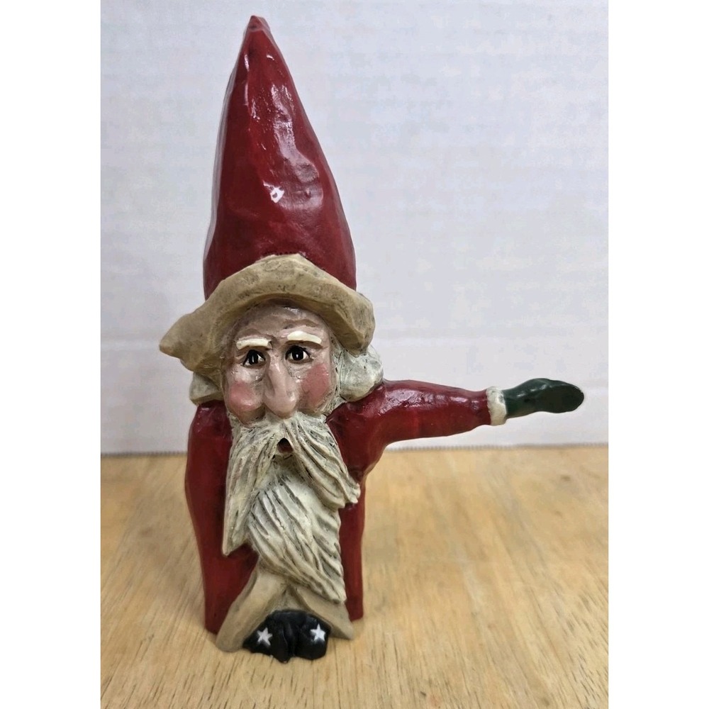 Vintage MCF Limb Folk Wood Santa Figurine  5”TALL  READ